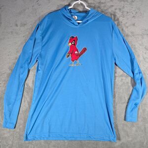 St Louis Cardinals Mesh Hoodie Baseball Mascot Long Sleeve Athletic Shirt‎ XL